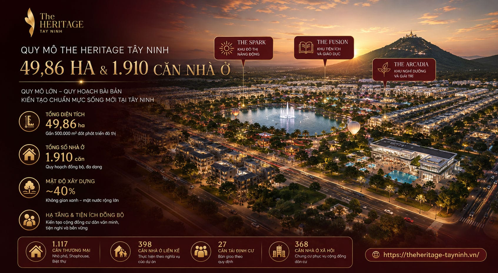 Quy Mô The Heritage: 49,86 Ha Và 1.910 Căn Nhà Ở